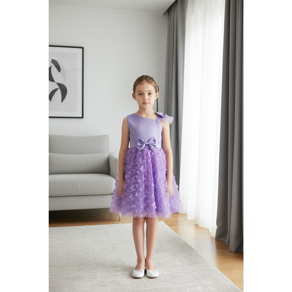 Lavender Tulle Overlay Easter Pagent Church Party Butterfly Dress Size 12 months